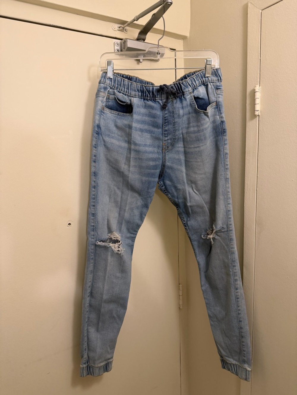 Hollister Light Blue Skinny Jeans with Distressed Knees